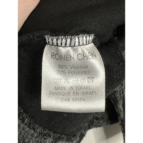 RONEN CHEN Gray Black Textured Asymmetrical Button Knit Jacket Sz 2 Medium - Picture 7 of 9